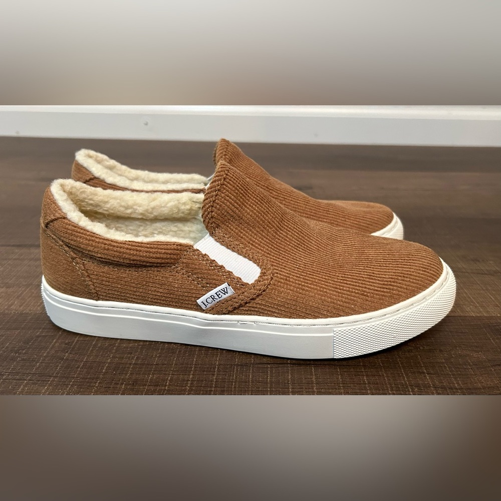 J Crew Slip On Ladies Sneakers Corduroy With Sherpa Lining Women Size 7